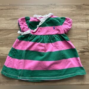 Ralph Lauren 6 Months Baby Girl Pink Stripe Wrap Dress